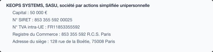 Informations éditeur du site